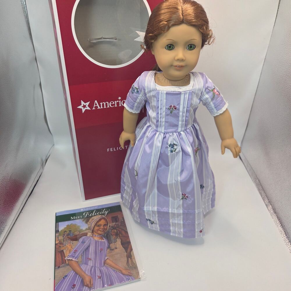 American Girl Felicity Merriman Doll In Box with Lavendar Meet Dress